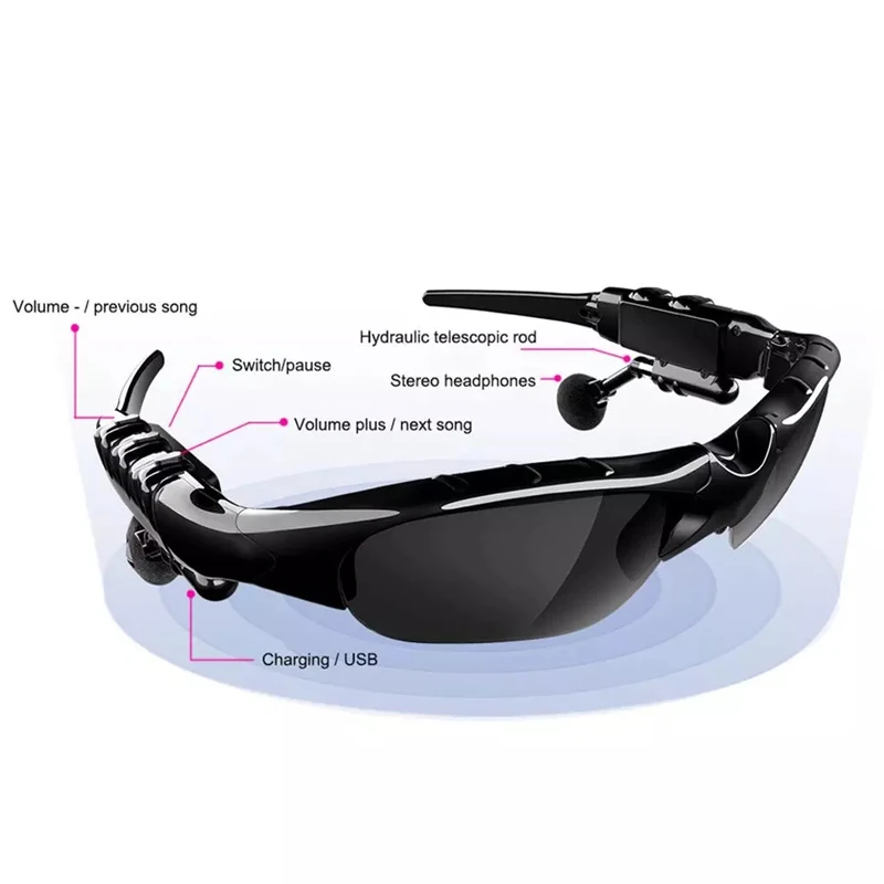 Wireless Headphones Sunglasses Sport Earbuds HIFI Shockproof Stereo Cycling For Iphone Huawei Xiaomi Wireless Bluetooth Headset