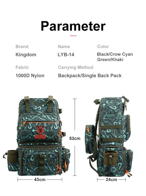 Kingdom Royalekingdom Fishing Backpack - Waterproof Nylon 1000d