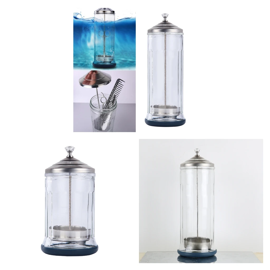 2pcs Disinfecting Disinfection Jar Sanitizer Glass Jar for Barber Manicure