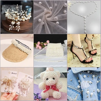 

Pearls Beads with Holes White Ivory ABS Plastic Loose Beads Kit for DIY Jewelry P0RF