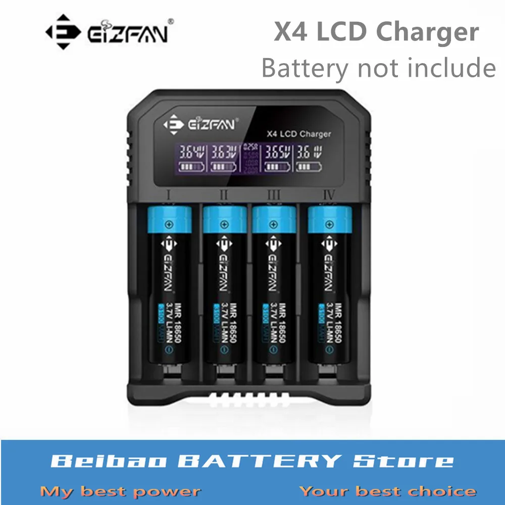 Efan Eizfan X4, зарядное устройство с ЖК-дисплеем, 2А, быстрая зарядка, Паровая батарея, зарядное устройство, 18650, 21700, 20700, 26650, батарея с автомобильным зарядным устройством