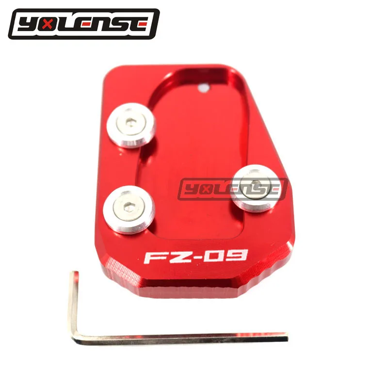 LOGO FZ-09 Red Подножка для мотоцикла, боковая подставка для ног, Расширительная подставка, опорная пластина для YAMAHA MT-09 XSR900 TRACER 900, Спортивная FZ-09, 13-16 - Цвет: LOGO FZ-09 Red