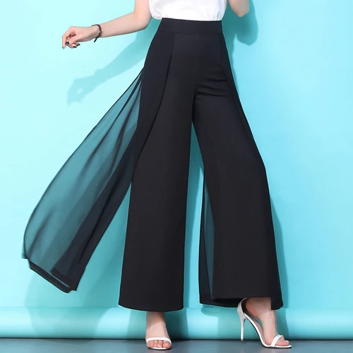 Новинка, шифоновые модные Pantalon Свободные повседневные женские штаны на молнии с высокой талией, корейские винтажные штаны Палаццо
