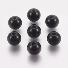 

500g ABS Plastic Imitation Pearl Beads Round Black 14mm Hole: 2.3mm about 340PCS s/500g