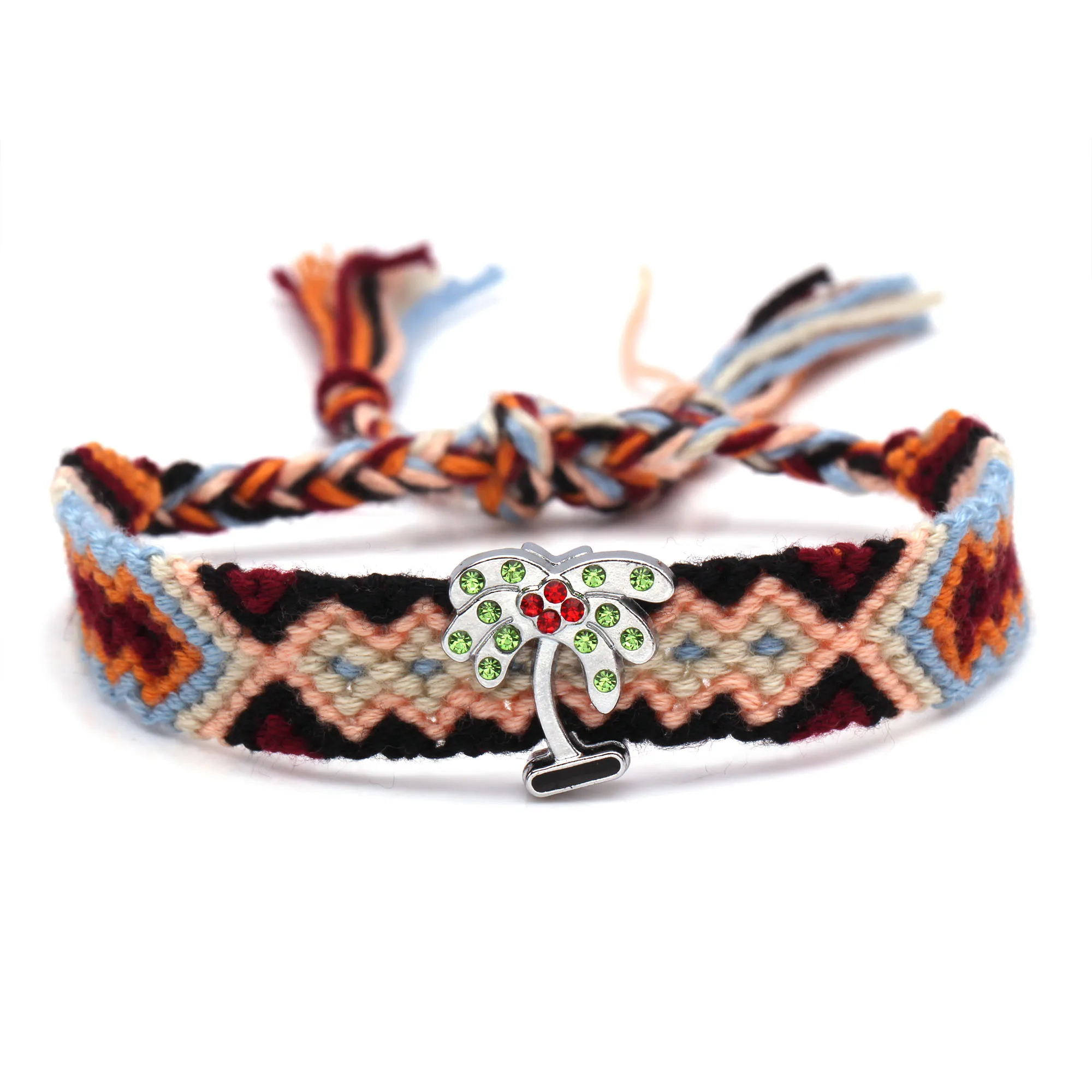 Boho Коко пальмовое дерево очарование тканый браслет дружбы для женщин и мужчин богемные разноцветные струны зеленых растений бижутерия с макраме подарок