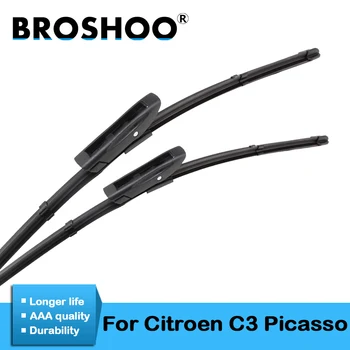 

BROSHOO Car Windshield Wiper Blade Natural Rubber For Citroen C3 Picasso 2008 2009 2010 2011 2012 2013 2014 2015 Accessories