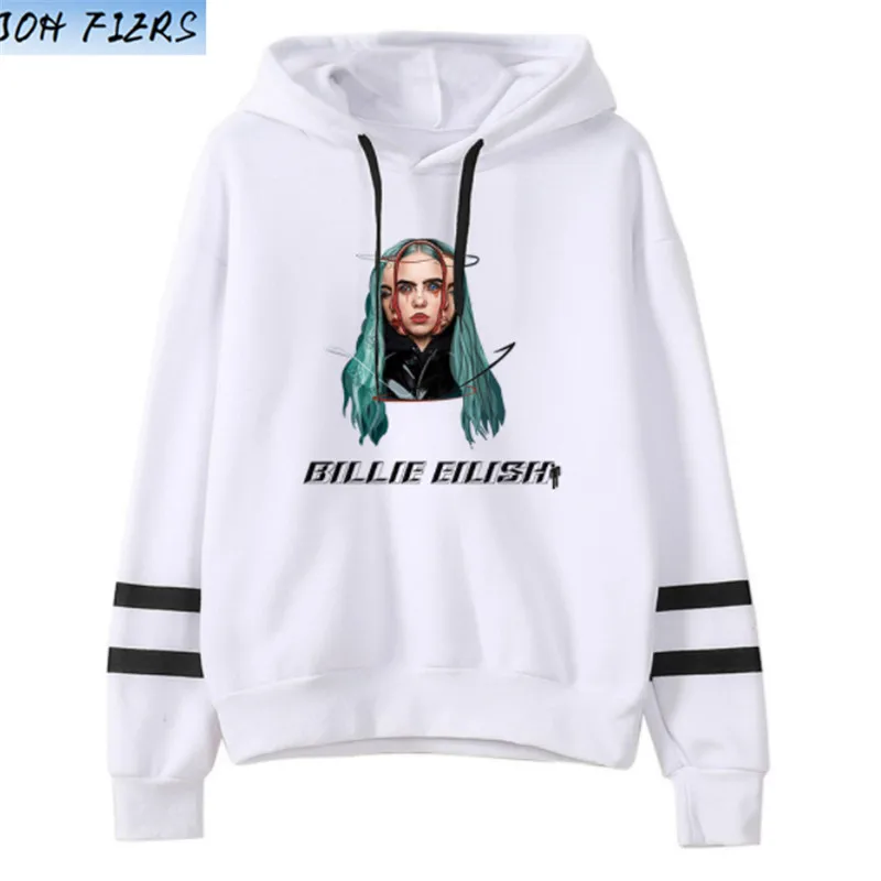 Billie Eilish, модная уличная одежда, толстовки, толстовка, повседневная, для мужчин, женщин, пуловер с капюшоном, с длинным рукавом, Спортивная, в стиле хип-хоп, толстовка, верхняя одежда - Цвет: white2