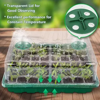 

24 Cells Plant Seeds Germination Tray Nursery Pot Flower Pot with Lids Hydroponic Grow Box Seedling Tray with Breather Hole