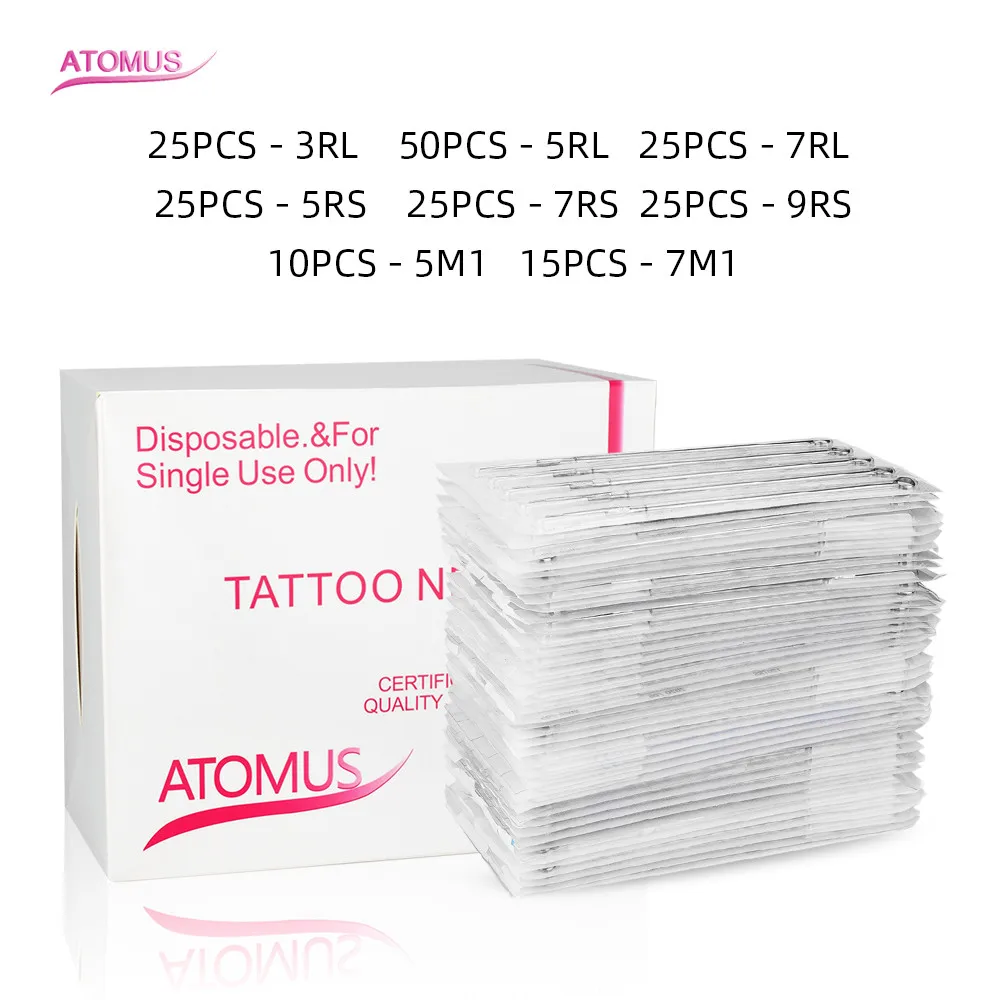 

New 200pcs Mixed Assorted Sterilized Disposable Tattoo Needles 3RL 5RL 7RL 5RS 7RS 9RS 5M1 7M1 for Tattoo Machine Grip