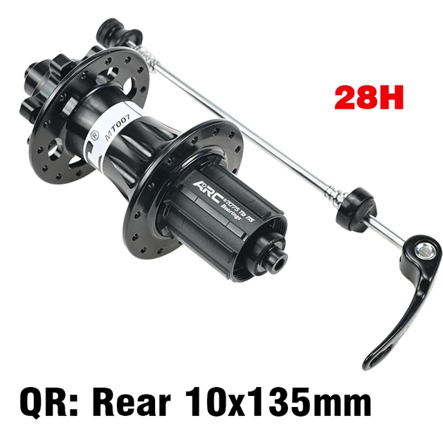 ARC Newest 28 Holes Mountain Bike Hub Disc Brake Aluminum Alloy Bicycle Hub 4 Pawls 48 Clicks Front Hub Rear Hub Warranty 1 Year 28H Rear QR