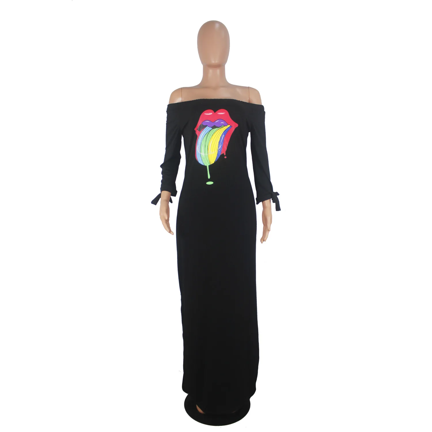 Boho свободное платье шикарные женские платья большого размера для женское парео трубчатый пляжный халат Женская Длинная летняя одежда слово губы печати