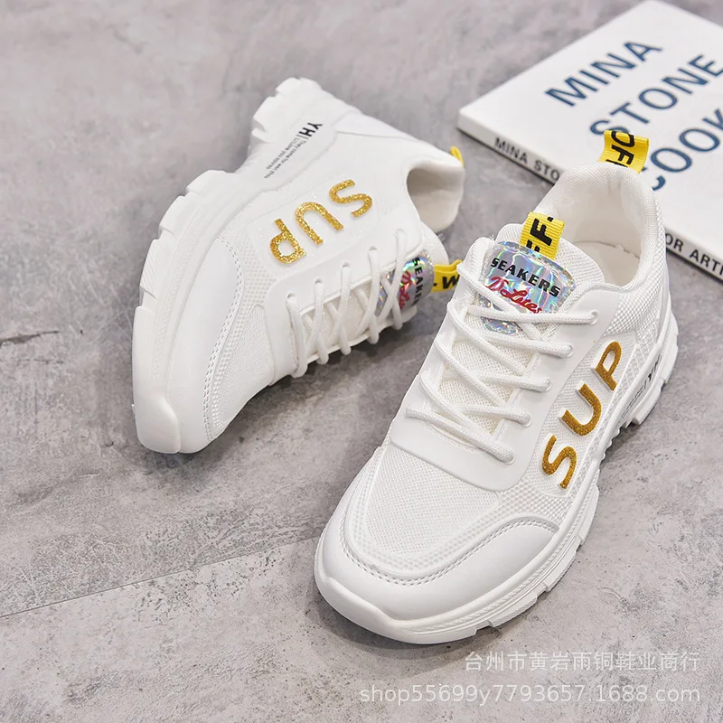 

2019 Summer New Style Extra High Casual Sports Shoes Women's Mesh Flat Comfortable Punched Sheet Red Versatile WOMEN'S Shoes