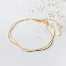 MloveAcc Высокое качество стерлингового серебра 925 элегантные двухслойные змейки цепи звено браслет для женщин Свадебные серебряные ювелирные изделия