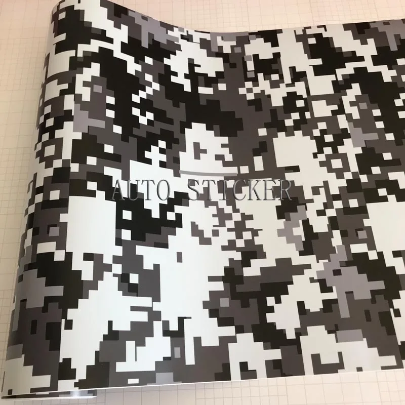 BLACK WHITE DIGIT CAMO VINYL STICKER