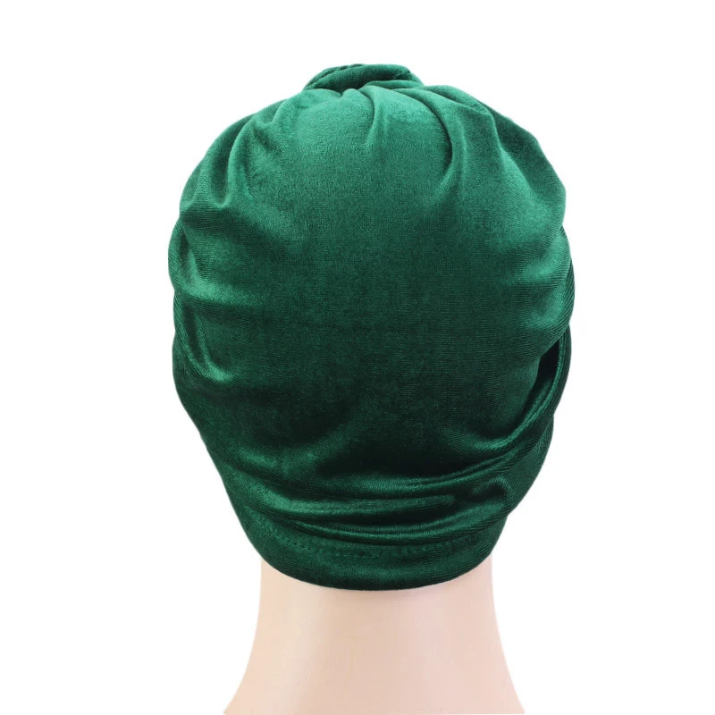 Индийская Женская бархатная тюрбан шляпа хиджаб твист узел Кепка chemo стрейч Beanie головной убор выпадение волос головные уборы покрытие для мусульман капот