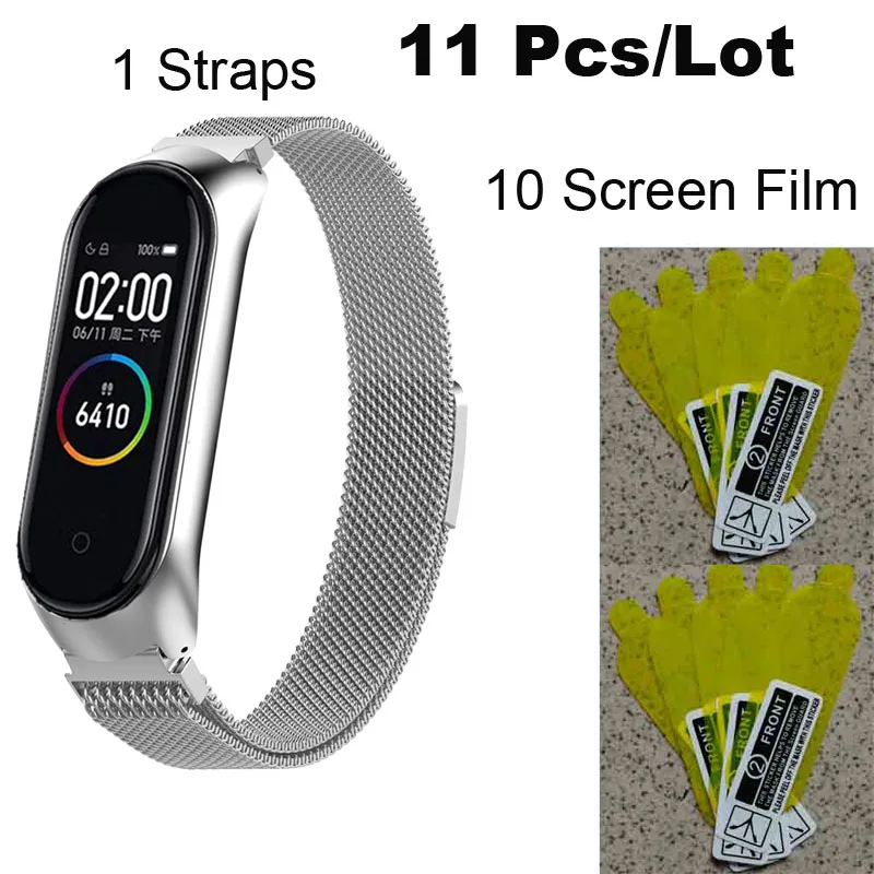 For Xiaomi Mi Band 4 Bracelet Strap Stainless Steel Wristband Miband 4 Elastic Wriststrap