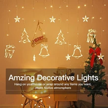 Christmas Hanging Lights LED Star Moon Lamp String Lights Christmas Garland Outdoor For Bar Home Wedding Party Garden Decor