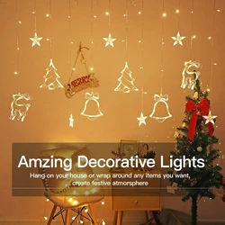 Christmas Hanging Lights LED Star Moon Lamp String Lights Christmas Garland Outdoor For Bar Home Wedding Party Garden Decor