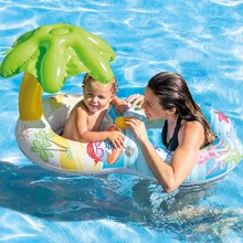 Flotador inflable para bebé, anillo de natación doble para madre y bebé, accesorios de piscina plegables, parasol, asiento flotante