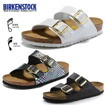 

BIRKENSTOCK Cork Slippers for Men and Women Wearing Flat-bottomed Fashion Sandals Arizona Large Size Shoes