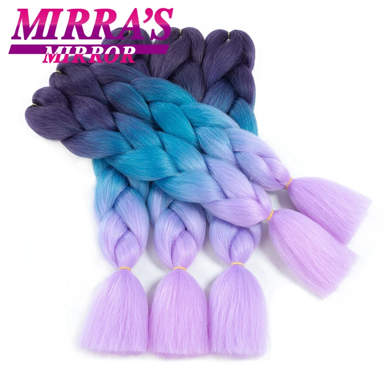 Mirras Mirror-extensiones de pelo trenzado sintético, cabello largo de ganchillo, trenzas Jumbo rosas, tres/dos tonos, Verde