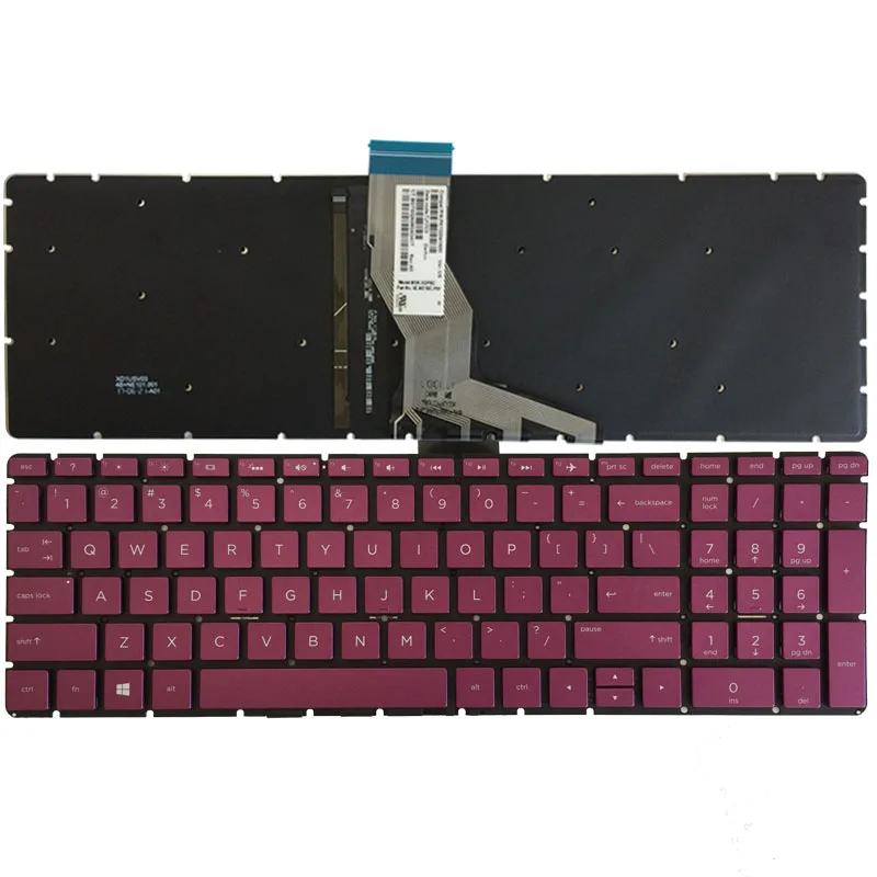 Клавиатура с подсветкой для ноутбука HP 15-bs053od 15-bs033cl 15-bs0xx 15-BS020WM черная/фуксия |