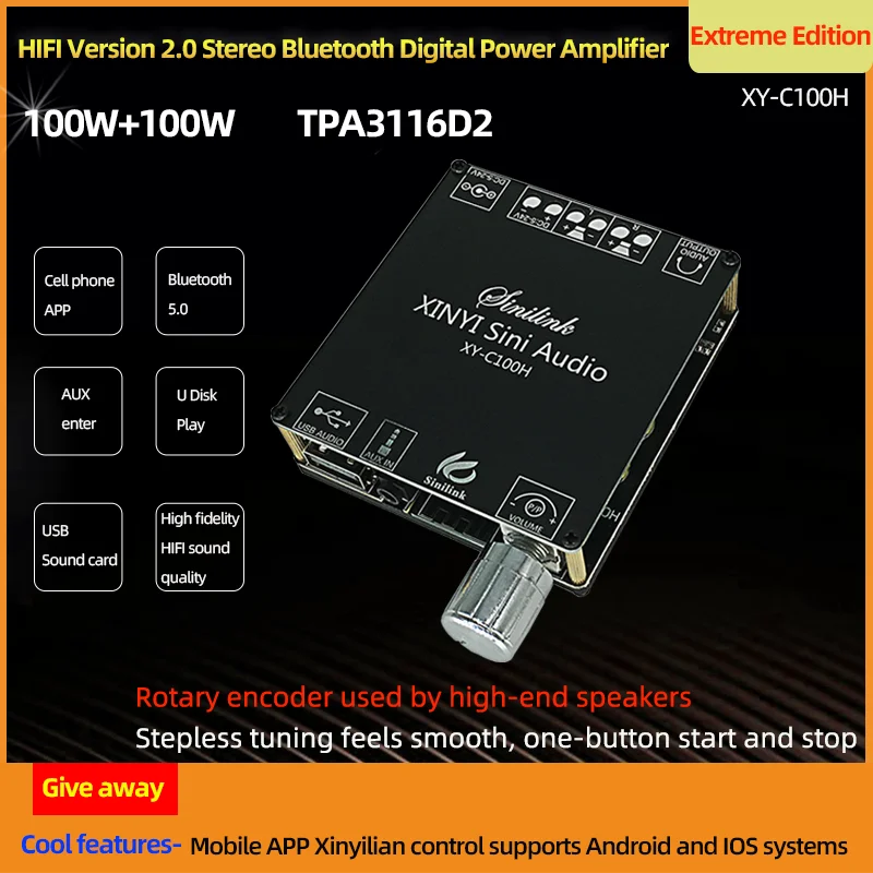 XY-C100H HIFI 100WX2 TPA3116D2 Bluetooth 5.0 High Power