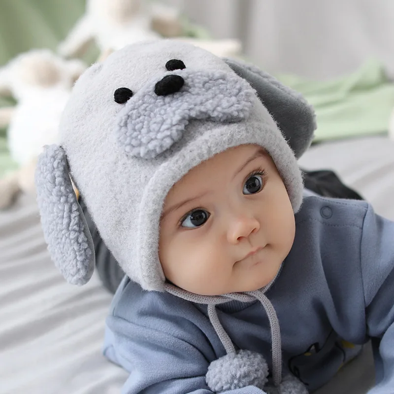 

Cartoon New Style Autumn And Winter Puppy Earmuff Baby Hat Warm Super Meng Berber Fleece Men And Women Children Knitted Hat