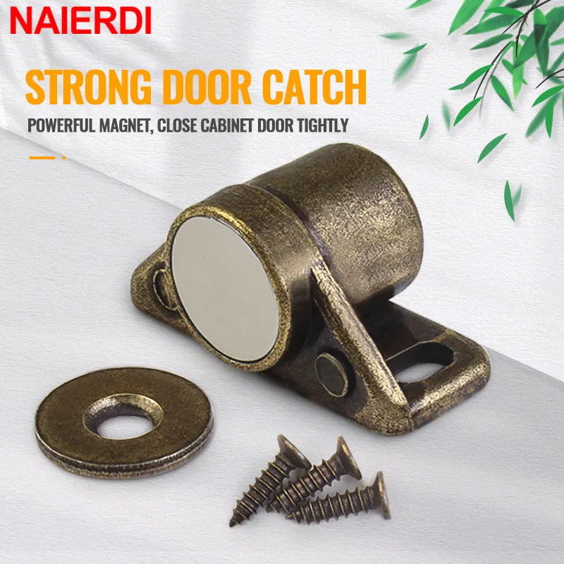 NAIERDI Strong Magnetic Cabinet Door Catches Silver Magnetic Cabinet Catches Powerful Magnet Door Closer Hardware