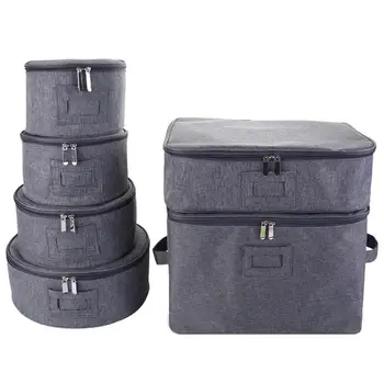 

6PCS Hard Shell Stackable Storage Box Set for Dinnerware Protects Dishes Cups Mugs Felt Plate Dividers Included Organizer
