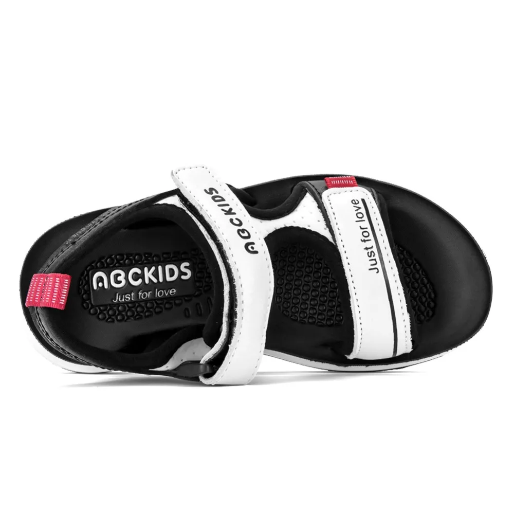 Abckids/детская обувь; детские сандалии для маленьких мальчиков; обувь на плоской мягкой подошве; нескользящие сандалии; прогулочная обувь с буквенным принтом