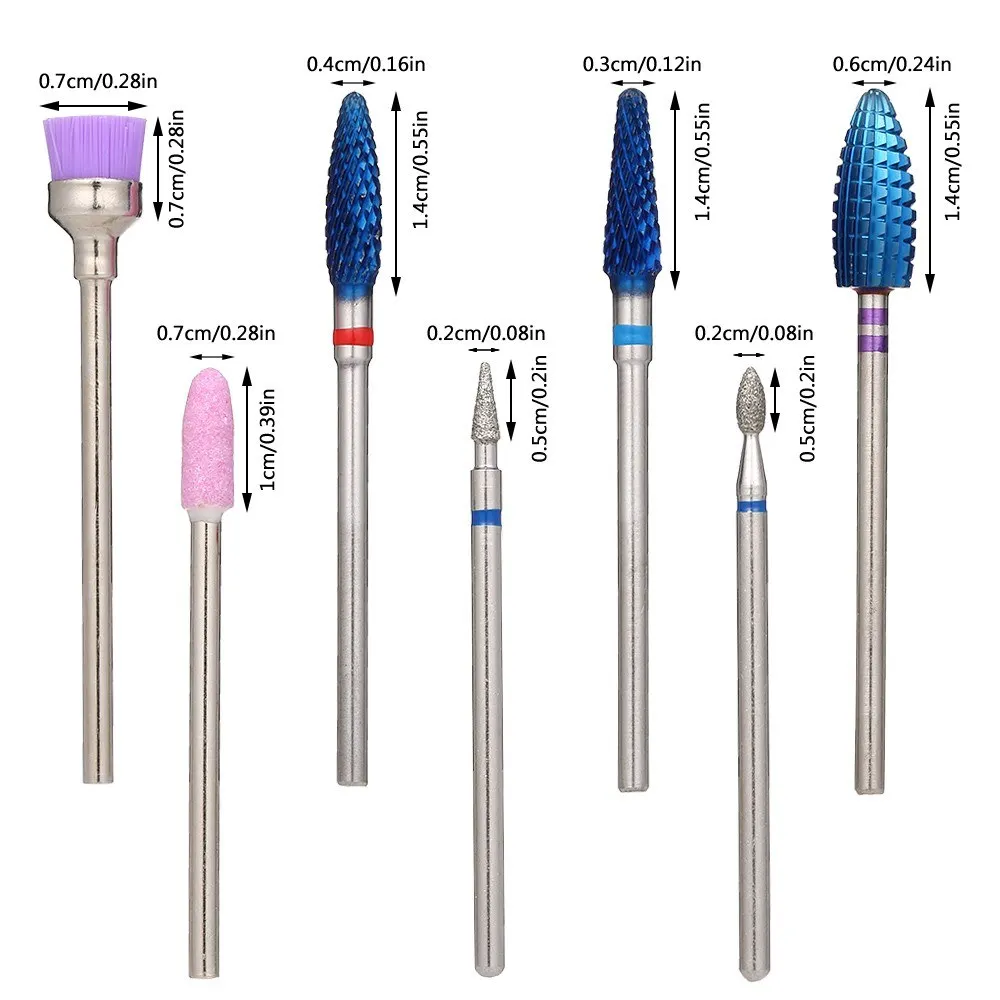 7 шт. набор сверл для ногтей, набор сверл для педикюра и маникюра, сменные сверла для электрического сверла для удаления кутикулы