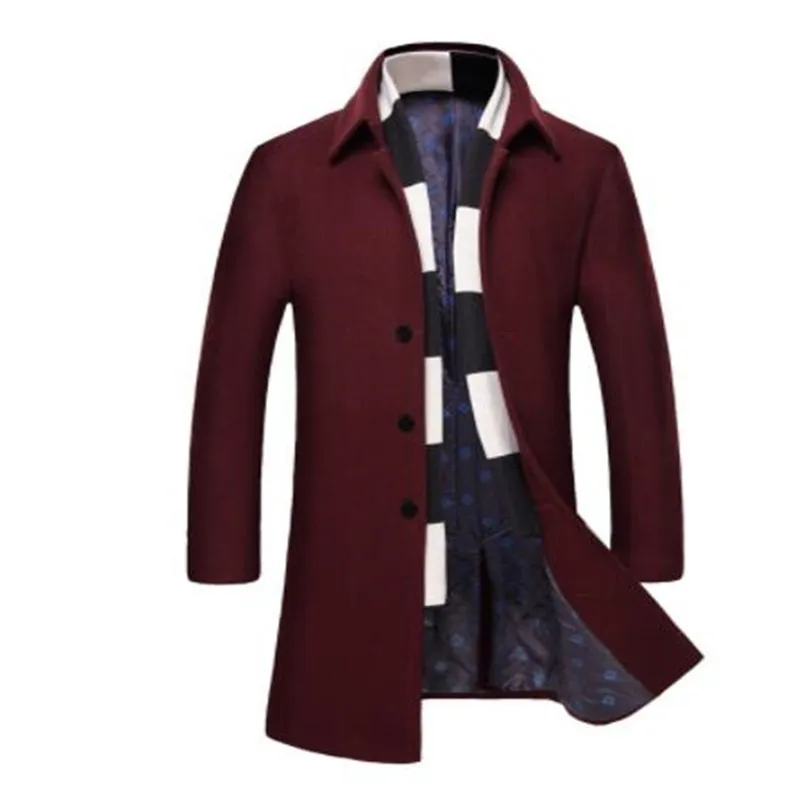 Шерстяное пальто, новинка, зимнее шерстяное длинное пальто, мужское приталенное повседневное толстое пальто, Мужская теплая ветровка, пальто, куртки