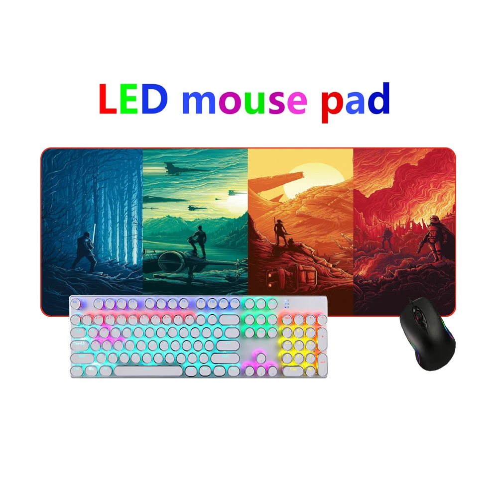 Волшебный коврик для мыши с RGB замком, Led, смена цвета, легкий челнок, популярные узоры пленки в Европе и Америке, для использования в офисе в ночное время