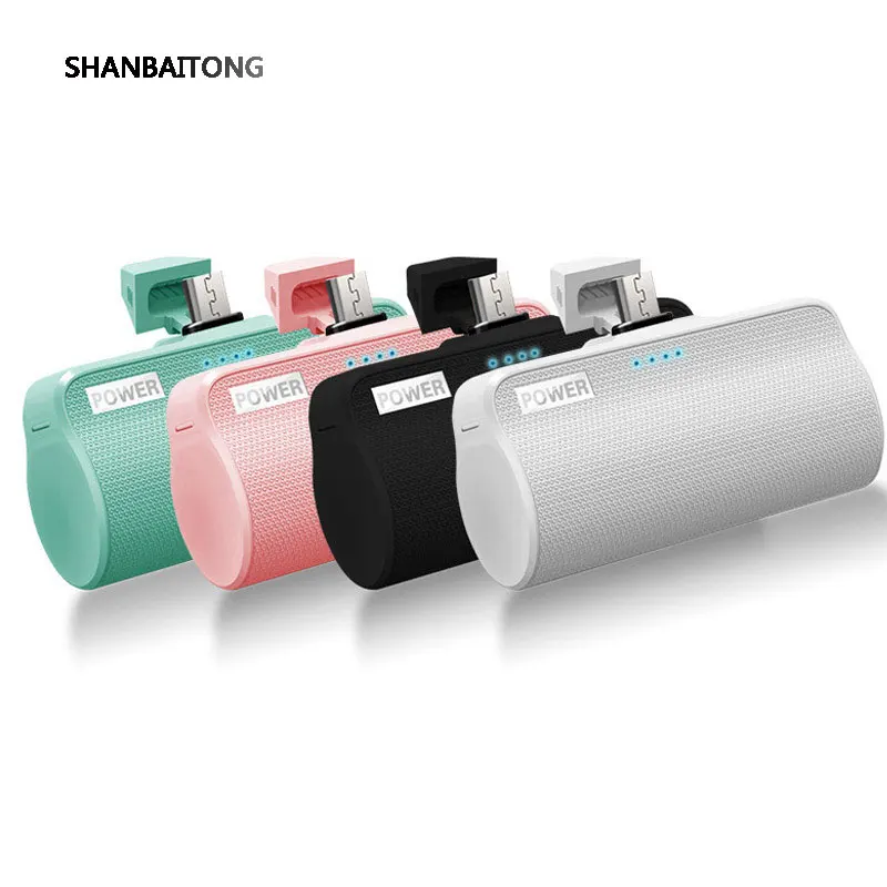 

SHANBAITONG 3000 mAh Mini Power Bank LED Light with plug Portable Charging Powerbank External Battery For Xiaomi Samsung Iphone