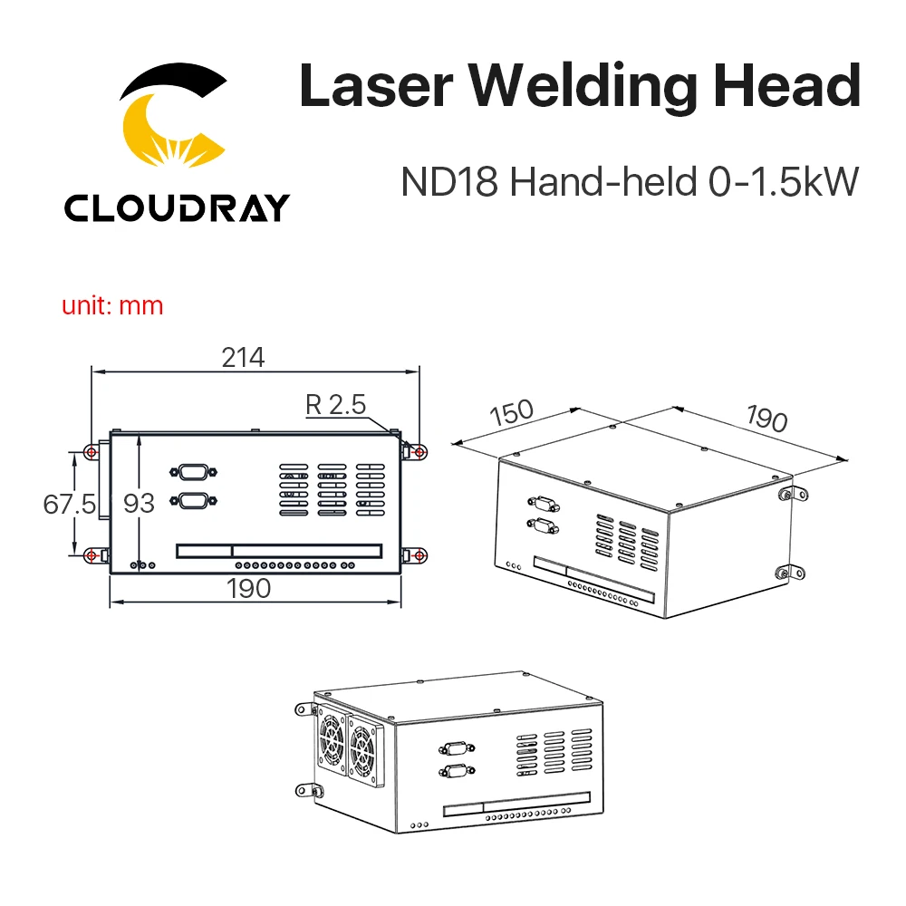 Cloudray WSX 0-1.5KW ND18 ручная лазерная сварочная головка Максимальная мощность 1500 Вт с разъемом QBH для волоконного лазерного аппарата