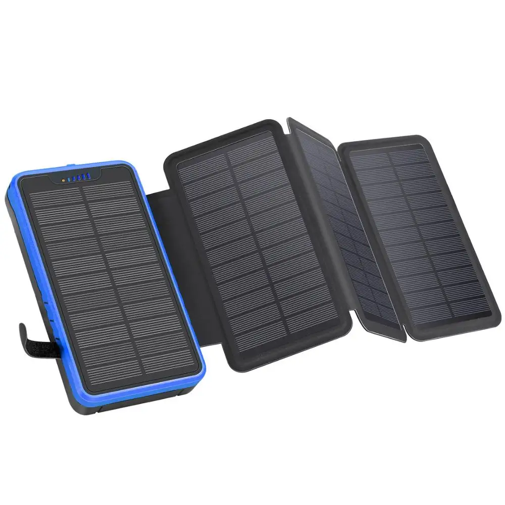 Banca Di Energia Solare Pieghevole Powerbank Impermeabile Torcia Da Campeggio All'Aperto Powerbank Da Viaggio Caricabatteria Per Cellulare Da 20000Mah