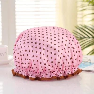1pcs Thick Women Shower Caps Colorful Double Layer Bath Shower Hair Cover Adults Waterproof - Цвет: A