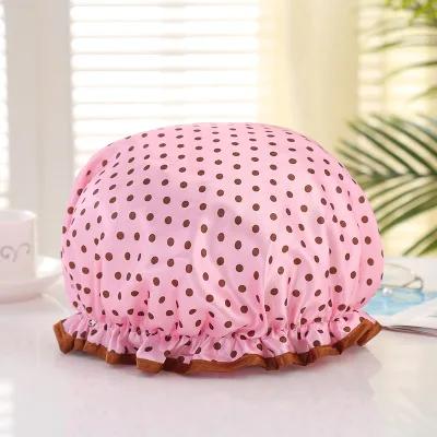 A 1pcs Thick Women Shower Caps Colorful Double Layer Bath Shower Hair Cover Adults Waterproof - Цвет: A