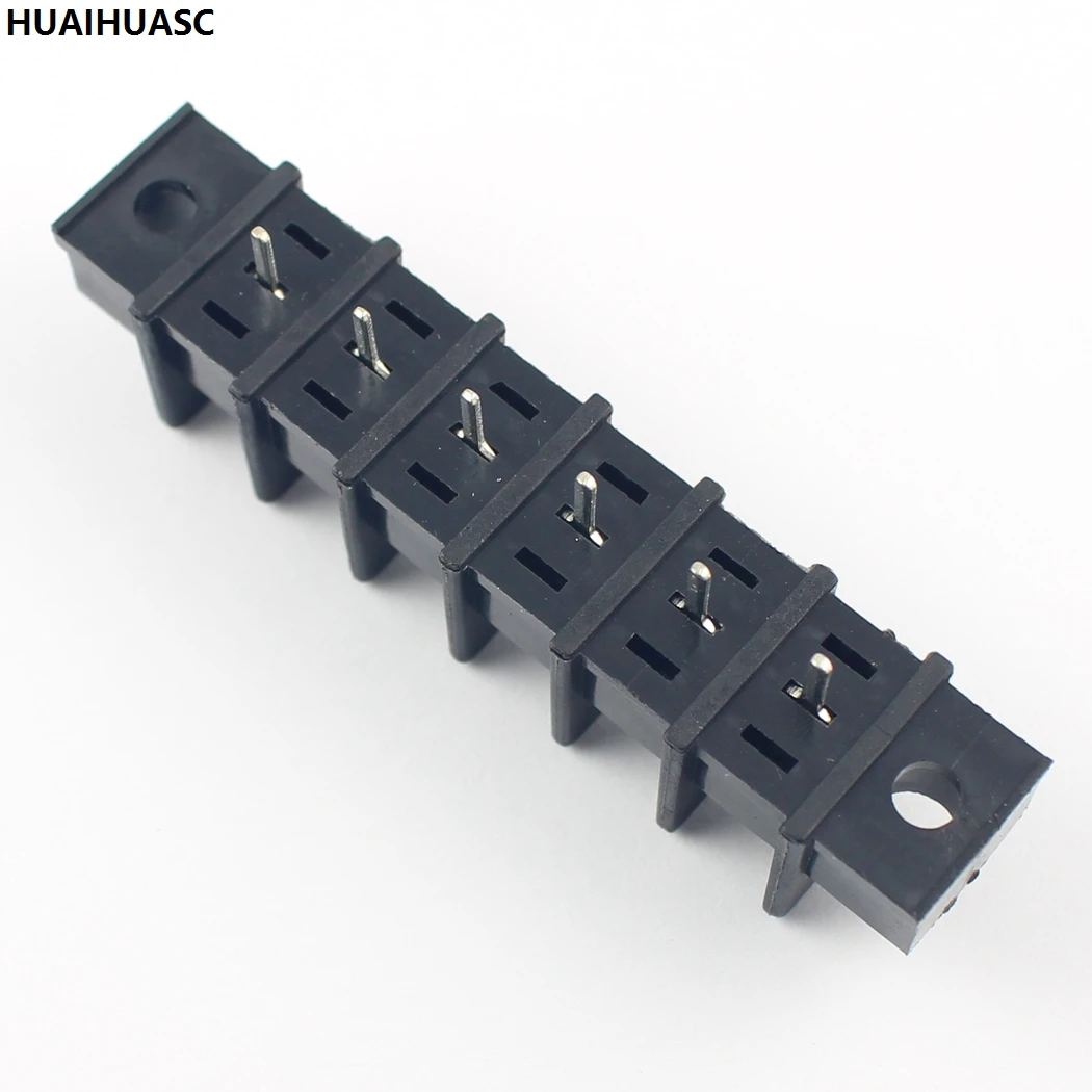 5Pcs Black 7.62mm Pitch 6 Pin Barrier Terminal Block Connector With Screw Hole 