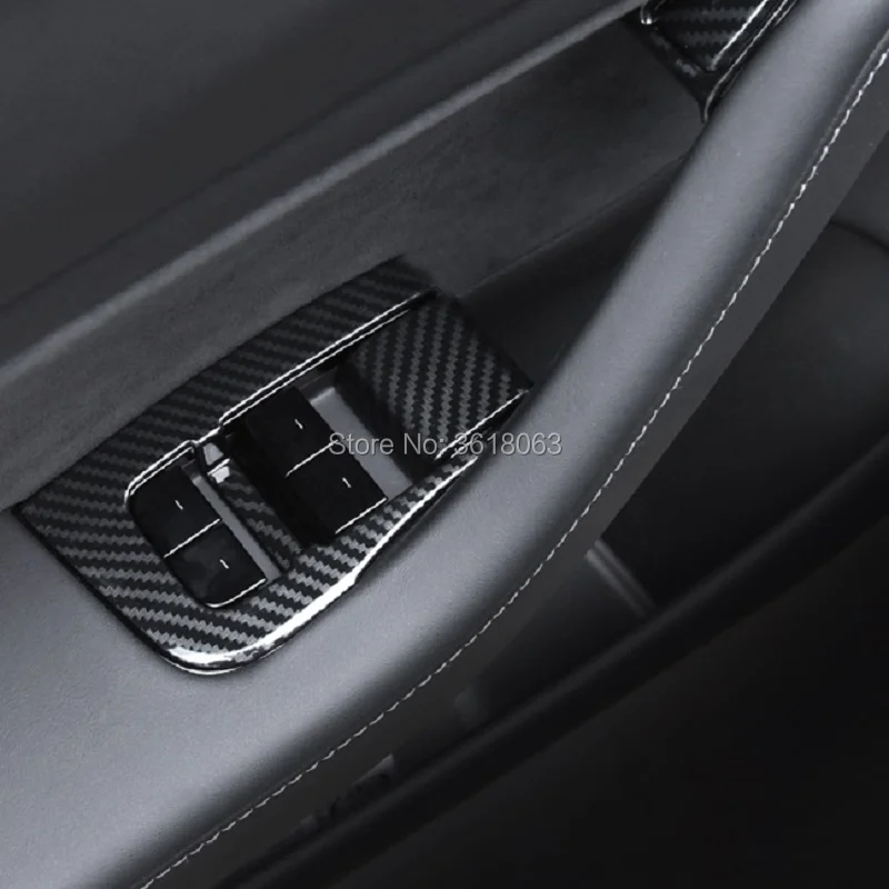 Для Tesla модель 3 углеродное волокно автомобиля внутренняя дверь подлокотник окно Лифт кнопка панель крышка рамка отделка автомобиля аксессуары