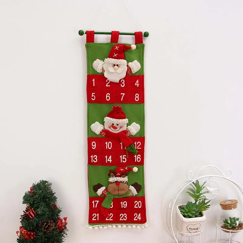 Christmas calendar 1 Рождественский Адвент-календарь фетровый календарь обратного отсчета с Рождеством украшение для дома Новогодний подарок висячие украшения - Цвет: Christmas calendar 1