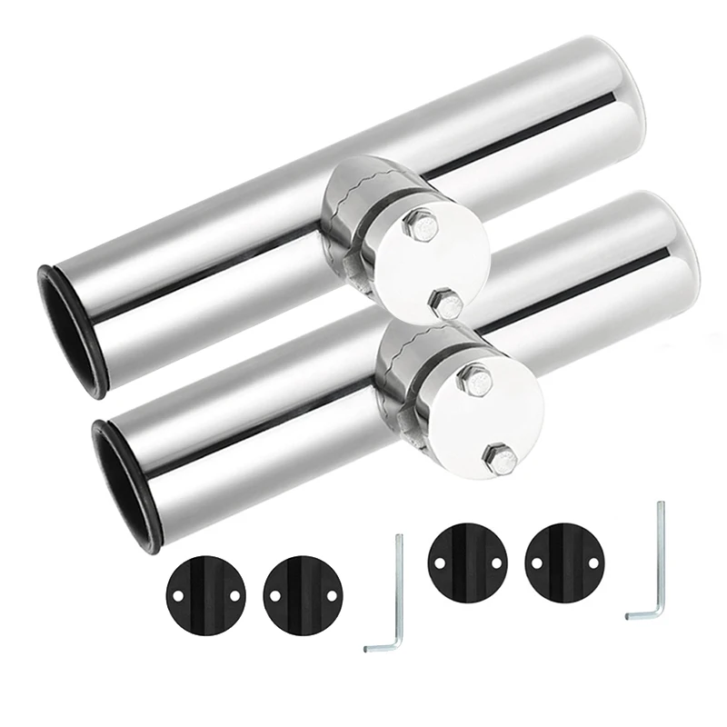 

Super sell-2Pcs Stainless Steel Fishing Rod Holder Boat Clamp on for Rails for Outdoor Fishing