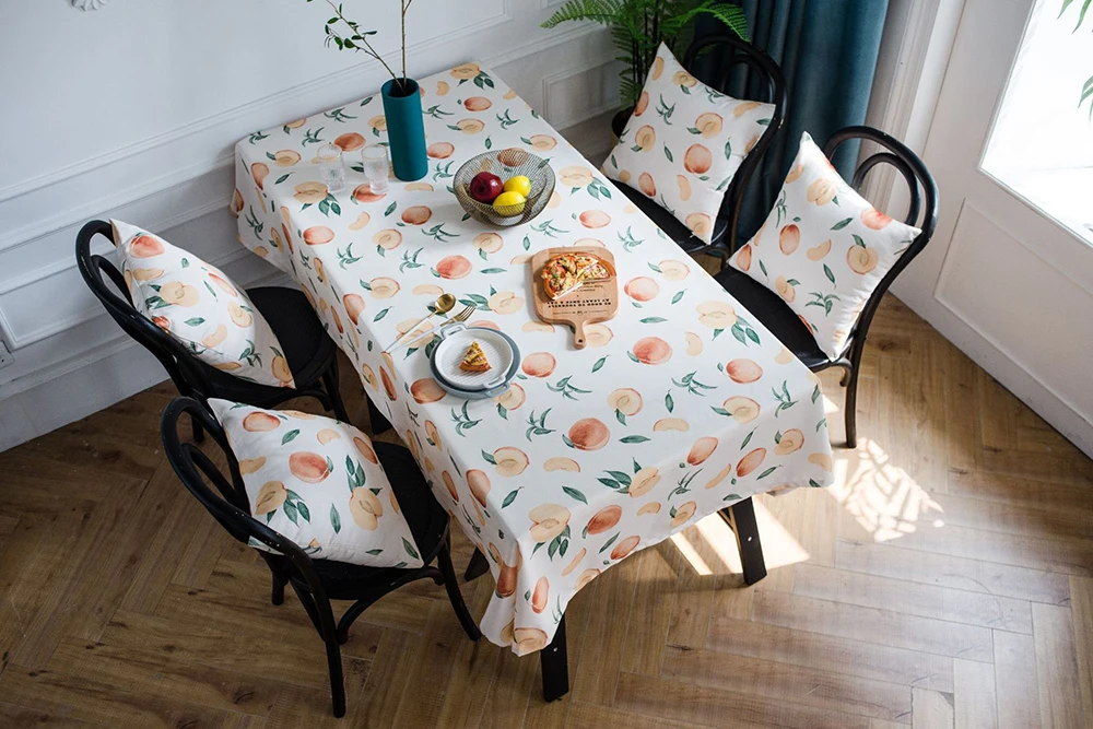 Водонепроницаемая ткань маленькая прямоугольная скатерть скандинавский персиковый узор печать обеденный стол покрытие для украшения стола дома - Цвет: Белый