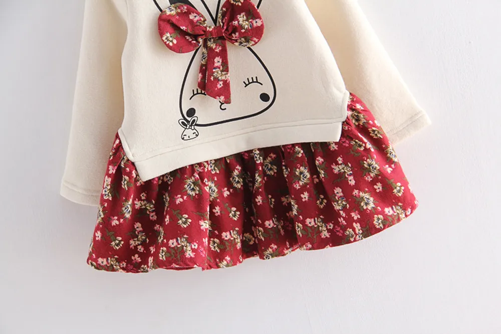 Платье с трехмерным бантом элегантное платье с кроликом для девочек платье-Имитация детское платье принцессы D3010