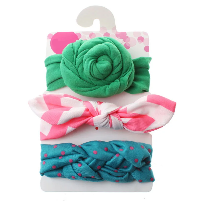 new born baby accessories	 3Pcs/set Baby Headband Floral Solid Color Dot Printed Pink Bows Newborn Baby Girl Headband Hair Accessories Girls Turban child safety seat Baby Accessories