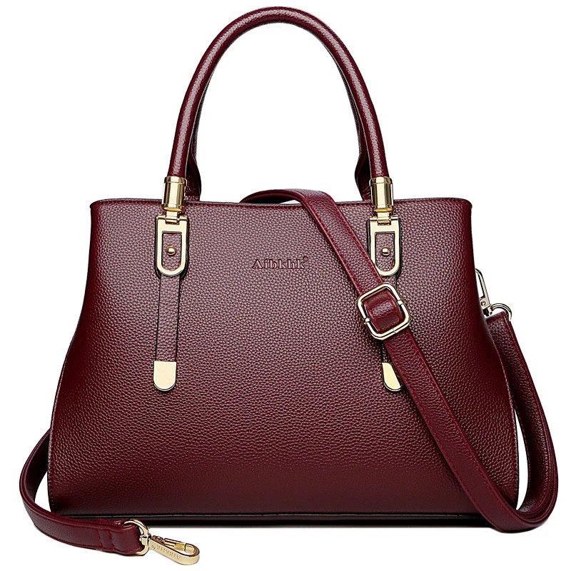 Высококачественные роскошные сумки из натуральной кожи, женские сумки, дизайнерские многофункциональные сумки через плечо, женские сумки - Цвет: Бургундия
