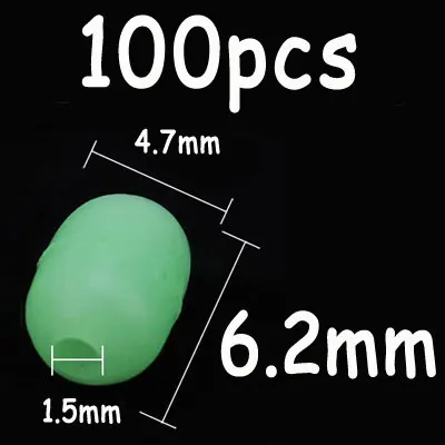 4.7x6.2mm 100pcs 100 шт зеленый Морской рыболовный цилиндрический мягкий резиновый светящийся бисер светящаяся пробка приманка на рыболовный крючок аксессуары - Цвет: 4.7x6.2mm 100pcs