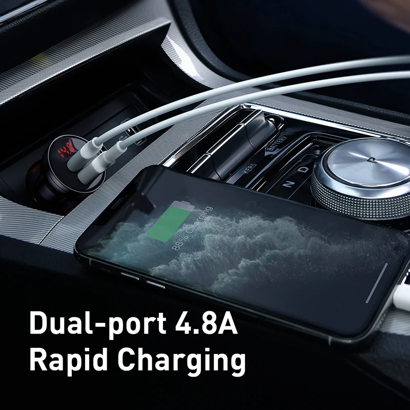 Baseus Мини Автомобильное зарядное устройство Dual USB 4.8A быстрая автоматическая зарядка адаптер для iPhone11 X металлическое зарядное устройство для samsung маленькое автомобильное зарядное устройство для телефона