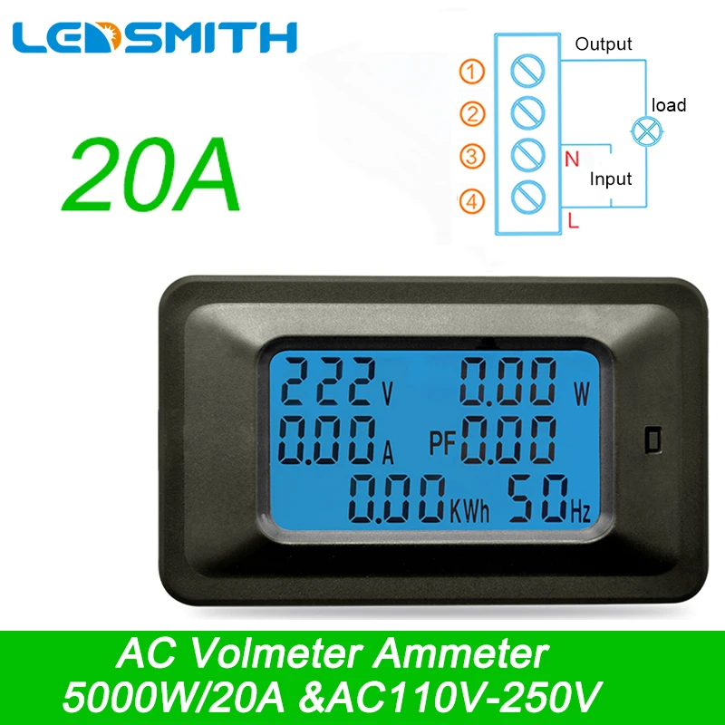 

AC 22000W 250V 100A Multi-Function Power Monitor Digital Voltage Current Meters indicator Power Factor Frequency Energy Meter